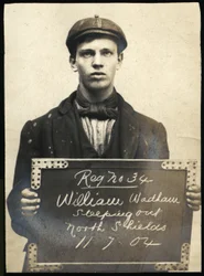 William Wadham, arresterad för att ha sovit dåligt, North Shields, Storbritannien, 1904